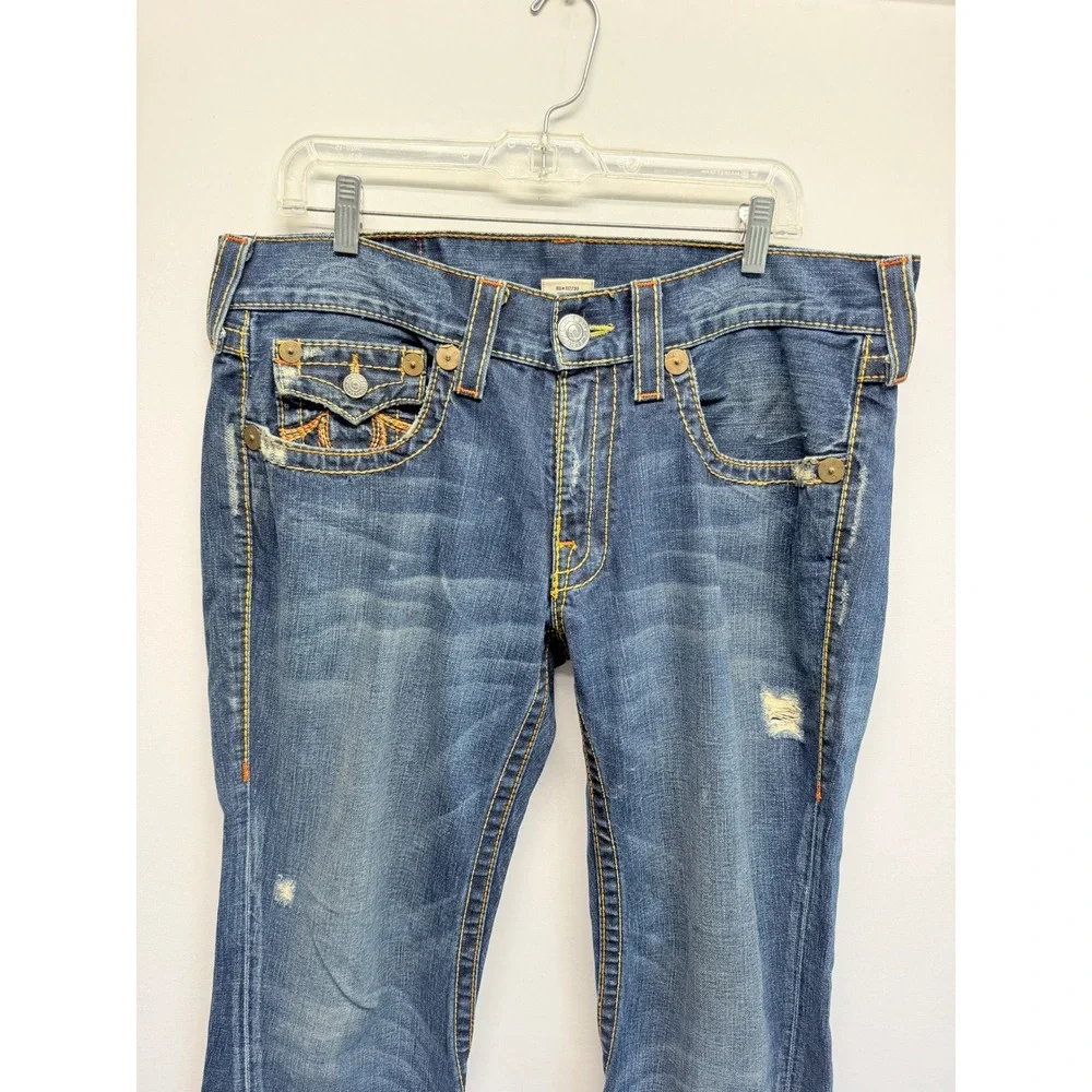 Rare VTG USA Y2K True Religion Joey Big T Super T 34 Flap Flare Jeans READ